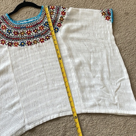 Embroidered Boho Poncho Pop-over Light Knit Top Margot S/M Oversized Boxy Beach - Picture 10 of 12